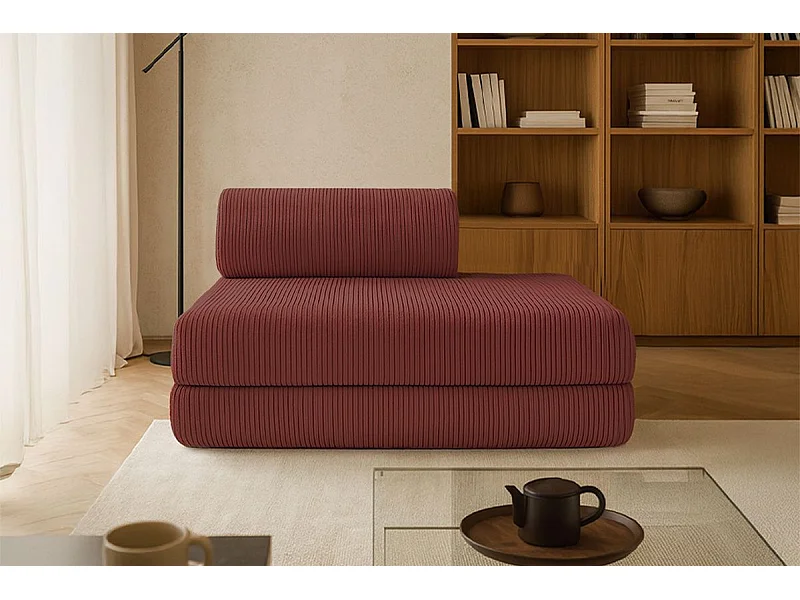 Canapé droit modulable et convertible 2 places - Velours côtelé - Rouge