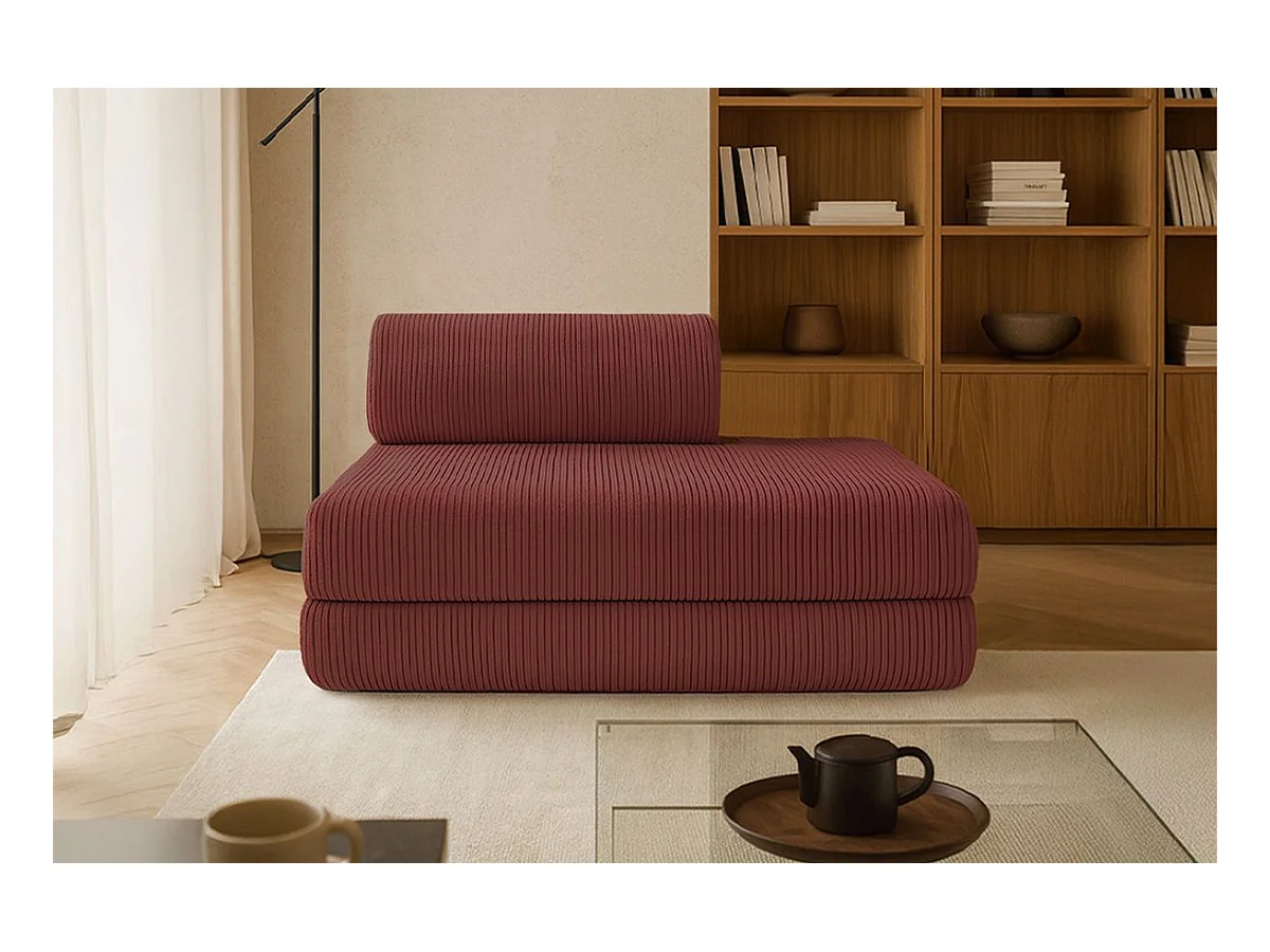 Canapé droit modulable et convertible 2 places - Velours côtelé - Rouge