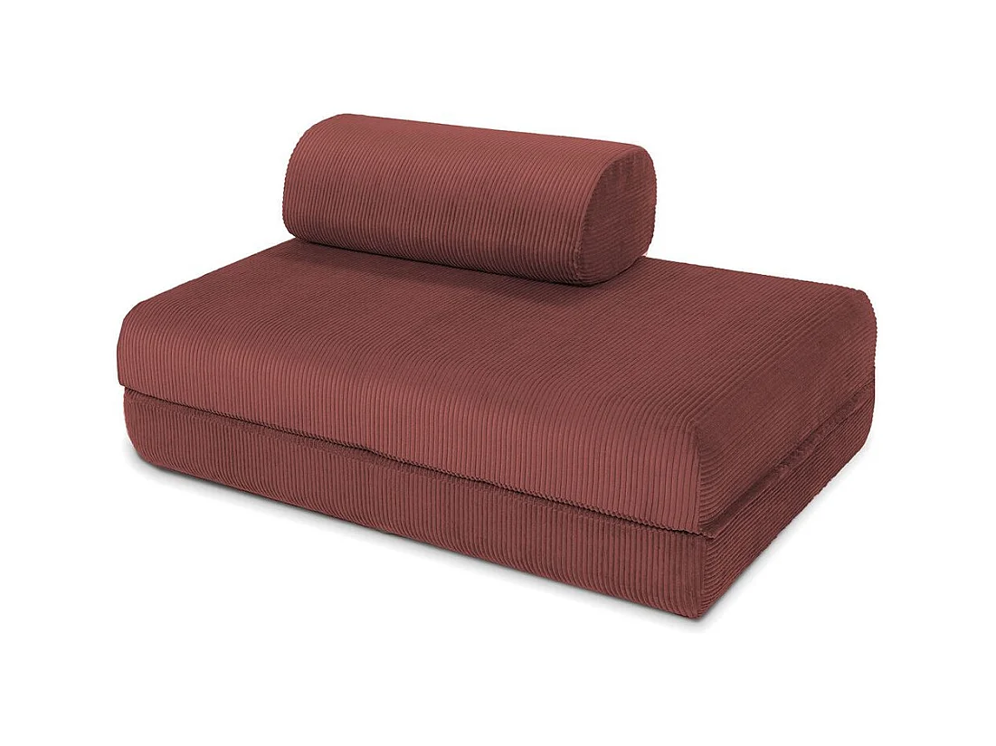 Canapé droit modulable et convertible 2 places - Velours côtelé - Rouge