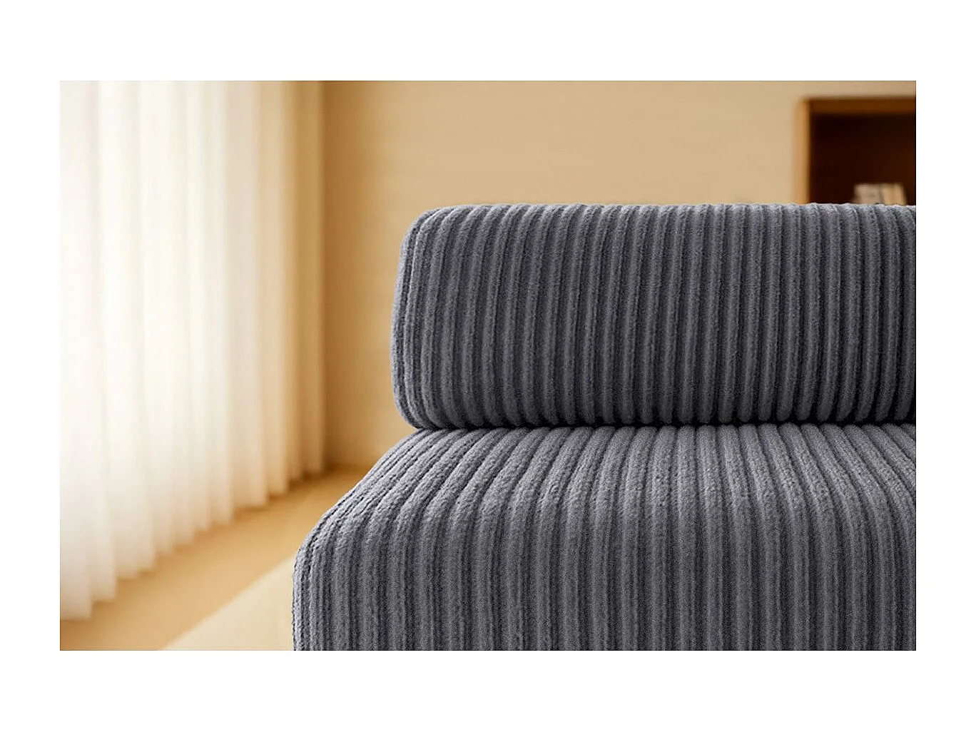 Canapé d'angle modulable et convertible 4 places - Velours côtelé XL - Gris