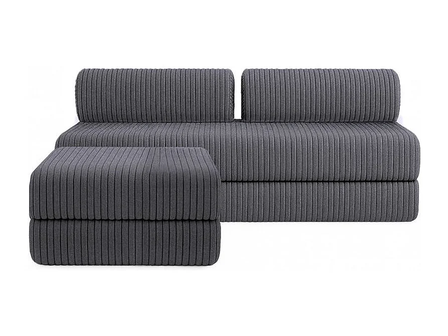 Canapé d'angle modulable et convertible 4 places - Velours côtelé XL - Gris