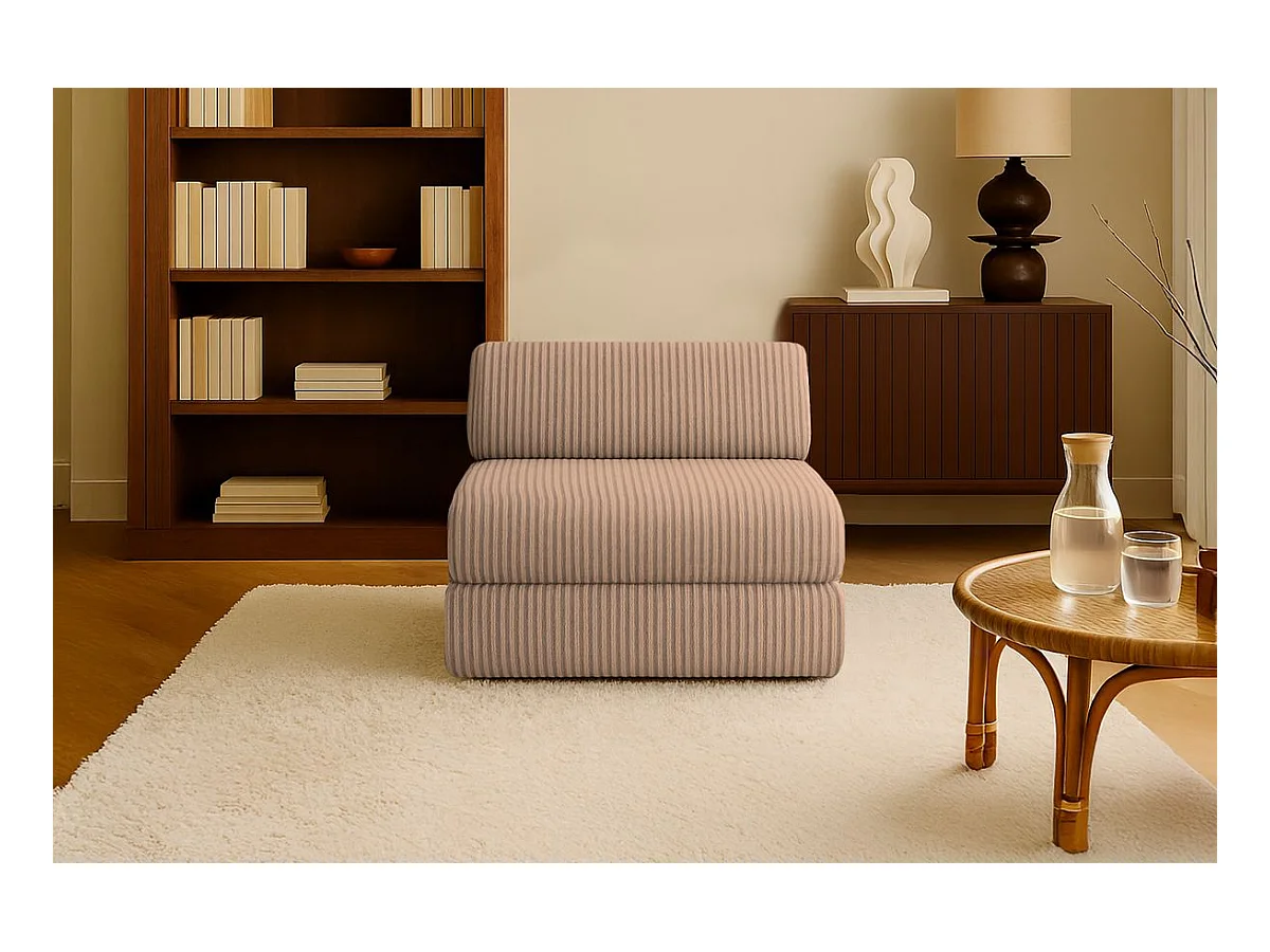 Fauteuil modulable et convertible - Velours côtelé XL - Marron