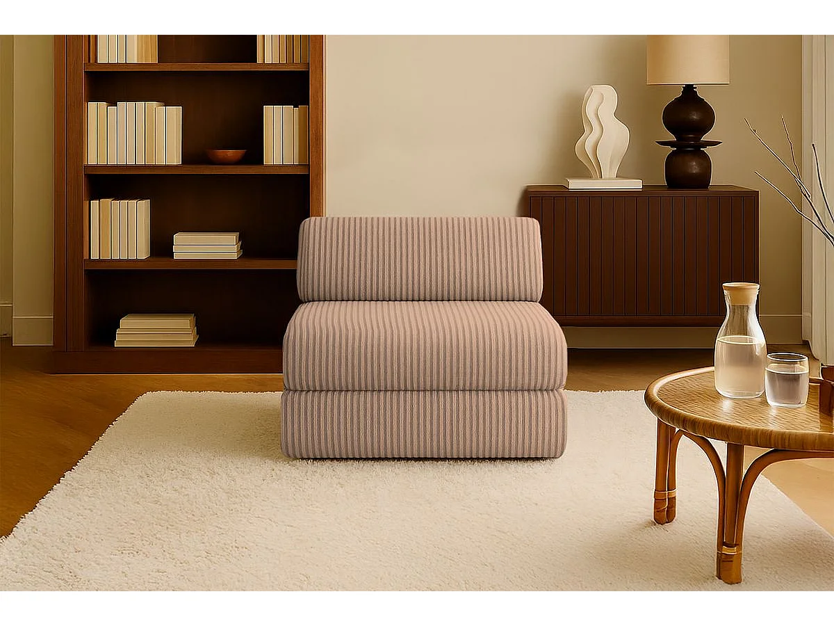 Fauteuil modulable et convertible - Velours côtelé XL - Marron