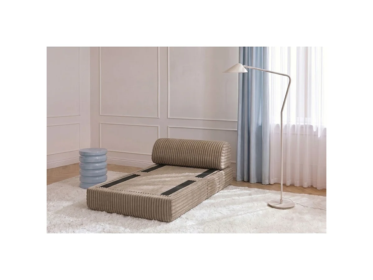Fauteuil modulable et convertible - Velours côtelé XL - Marron