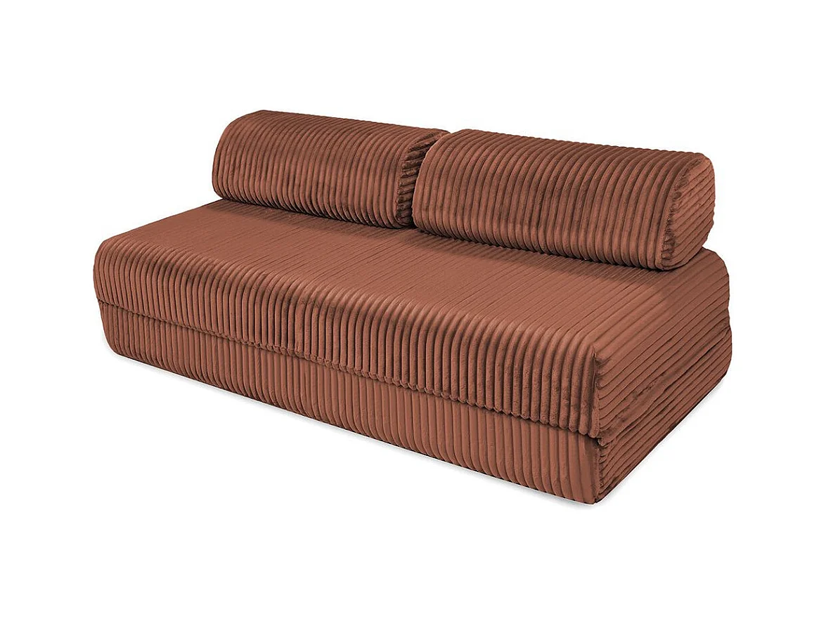 Canapé d'angle modulable et convertible 4 places - Velours côtelé XL - Terracotta