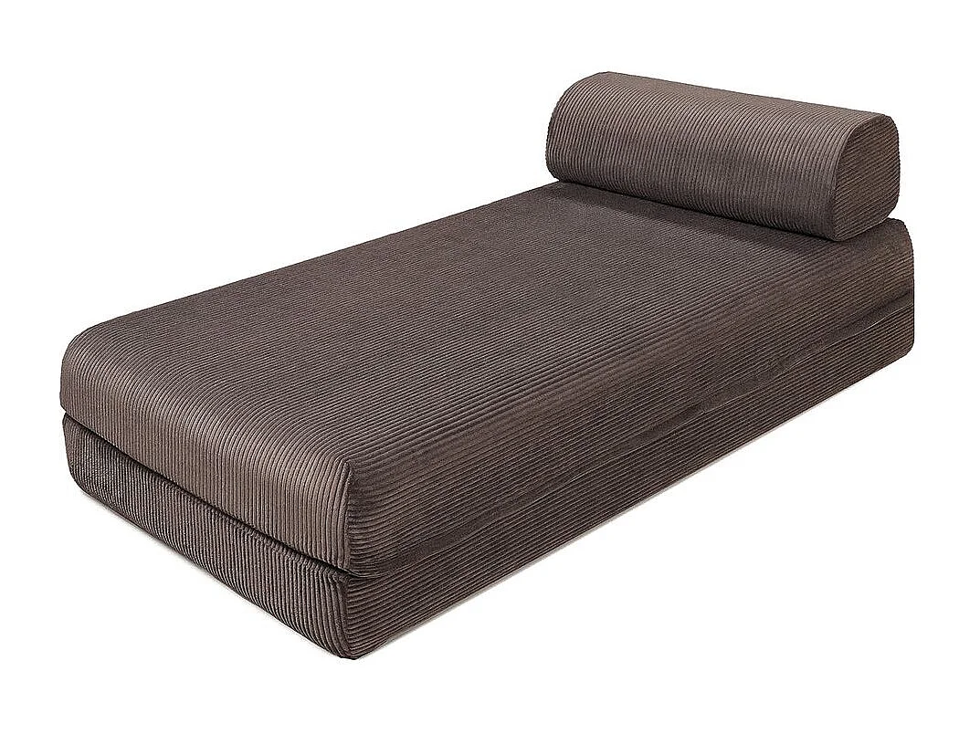 Canapé d'angle modulable et convertible 5 places - Velours côtelé - Marron