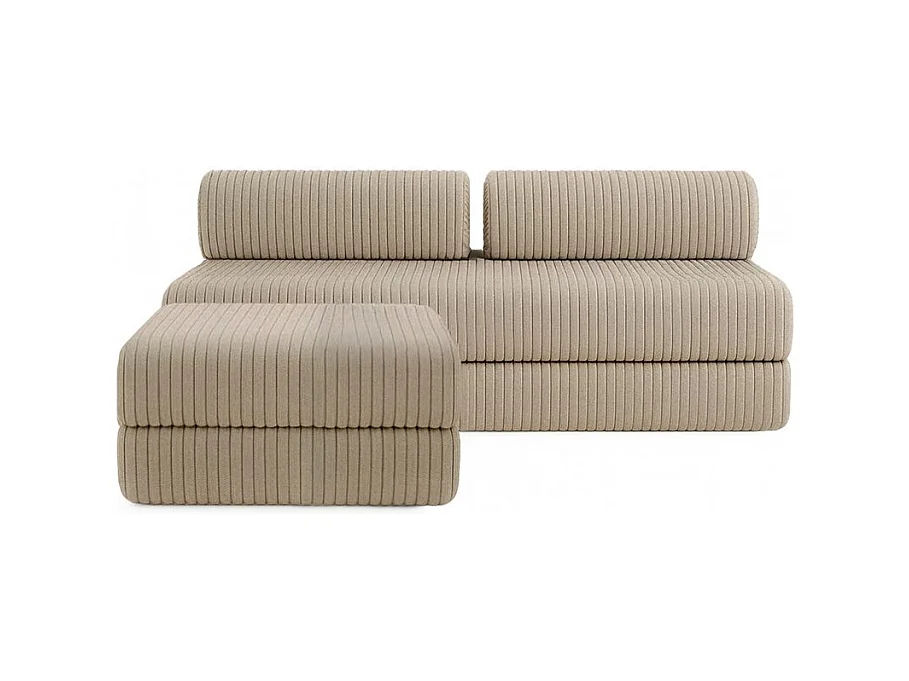 Canapé d'angle modulable et convertible 4 places - Velours côtelé XL - Taupe