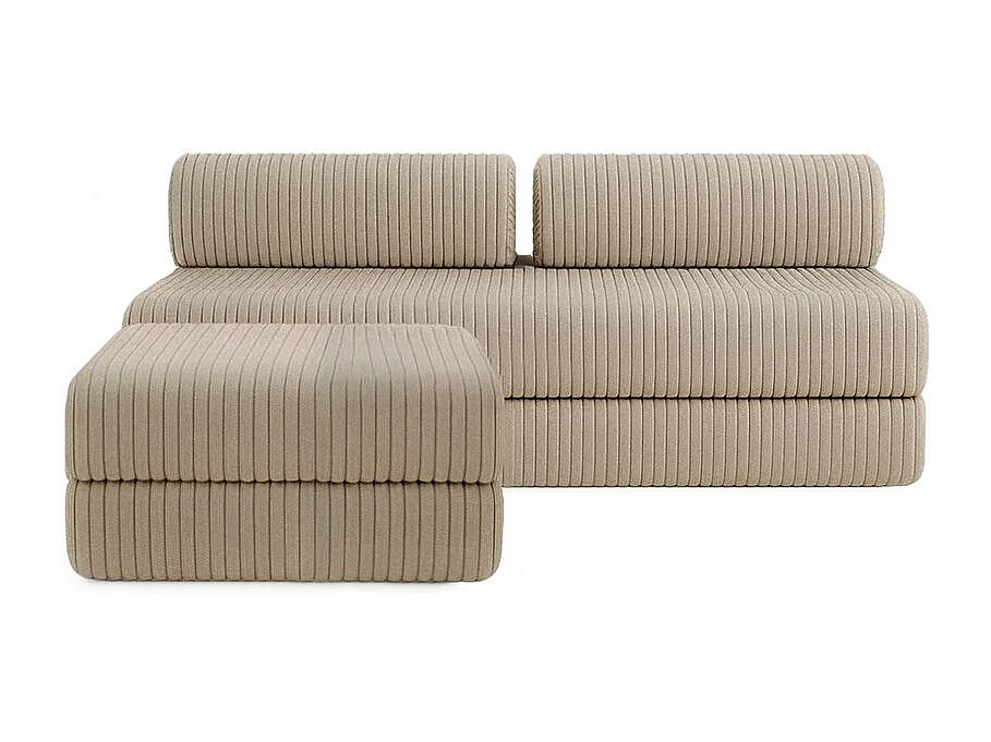 Canapé d'angle modulable et convertible 4 places - Velours côtelé XL - Taupe