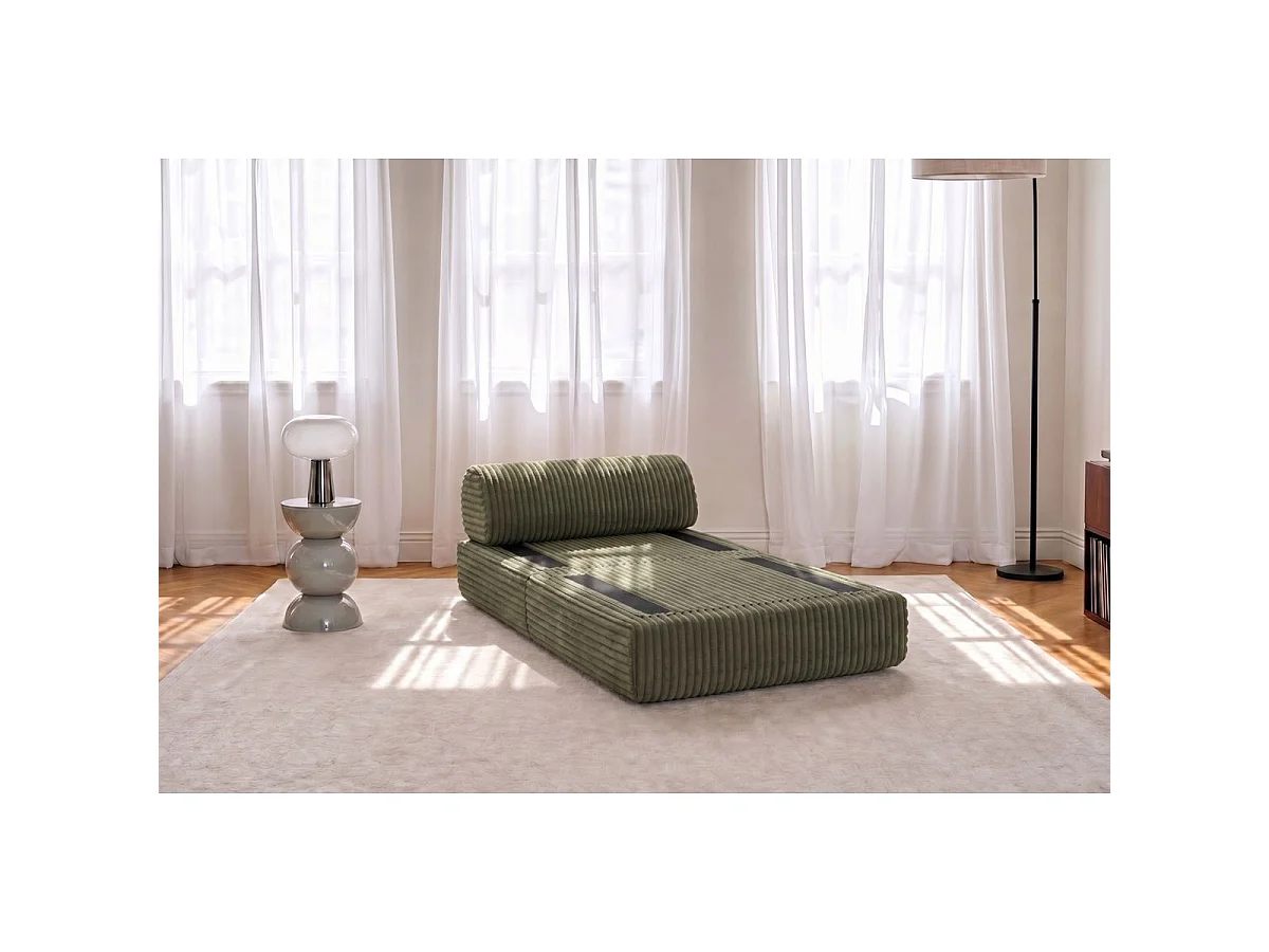 Fauteuil modulable et convertible - Velours côtelé XL - Vert