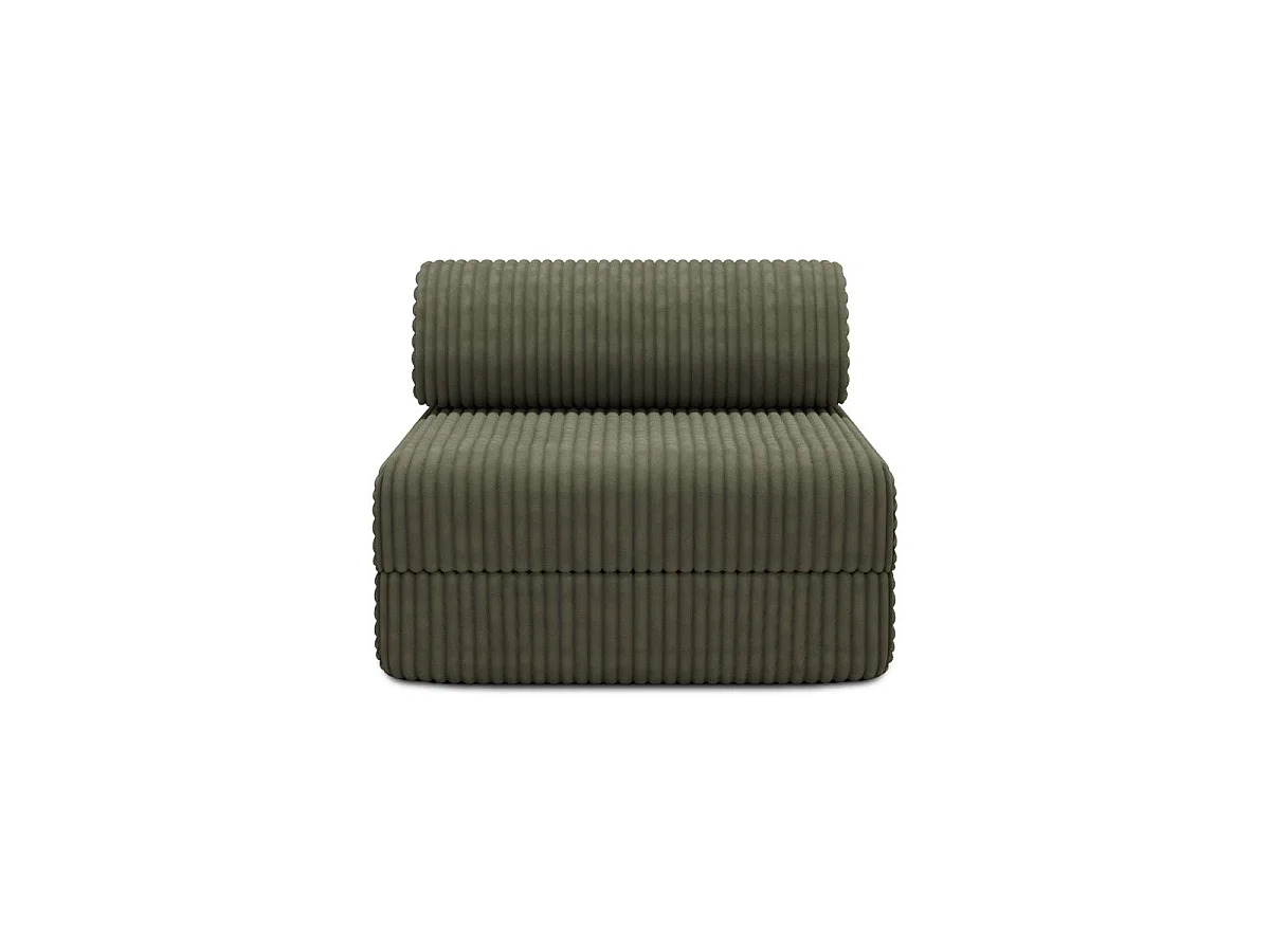 XL groene corduroy fauteuil om te bouwen tot fauteuil