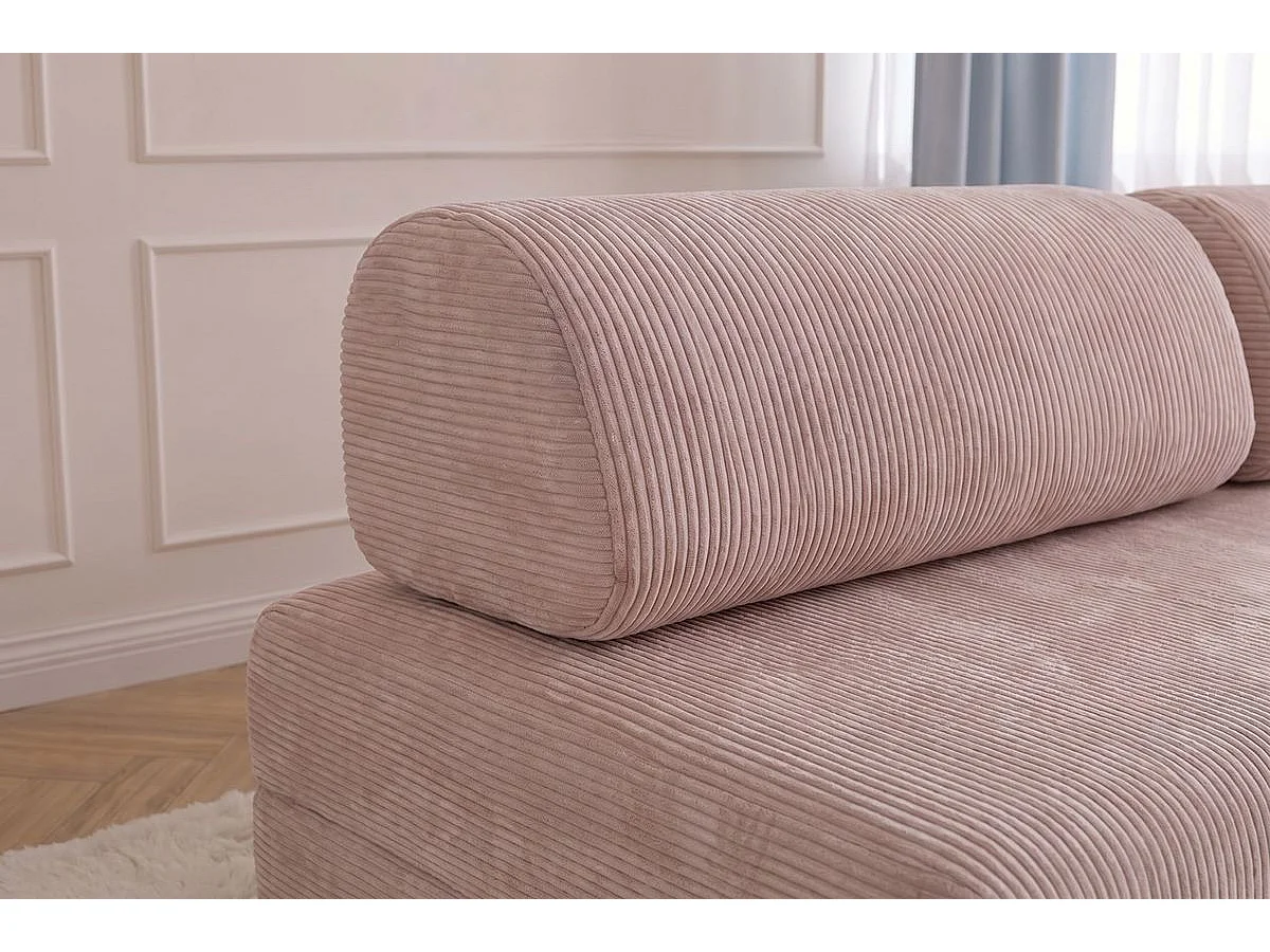 Canapé droit modulable et convertible 2 places - Velours côtelé - Rose pâle