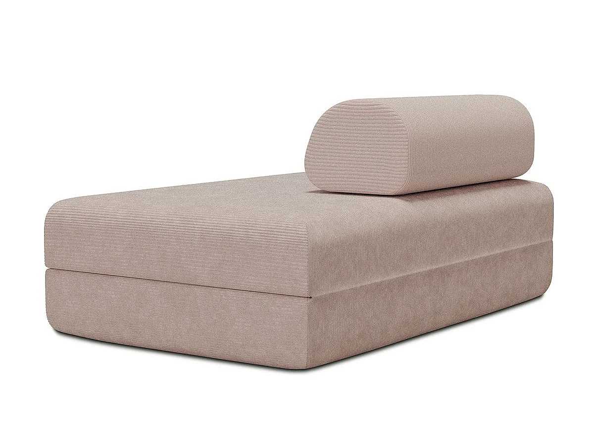 Canapé droit modulable et convertible 2 places - Velours côtelé - Rose pâle