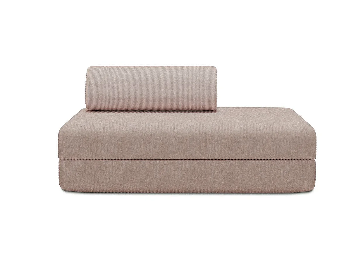 Canapé droit modulable et convertible 2 places - Velours côtelé - Rose pâle