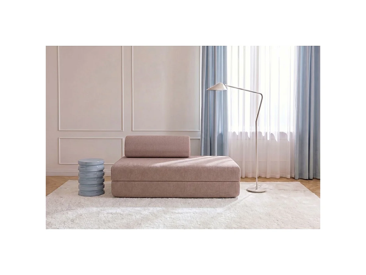 Canapé droit modulable et convertible 2 places - Velours côtelé - Rose pâle