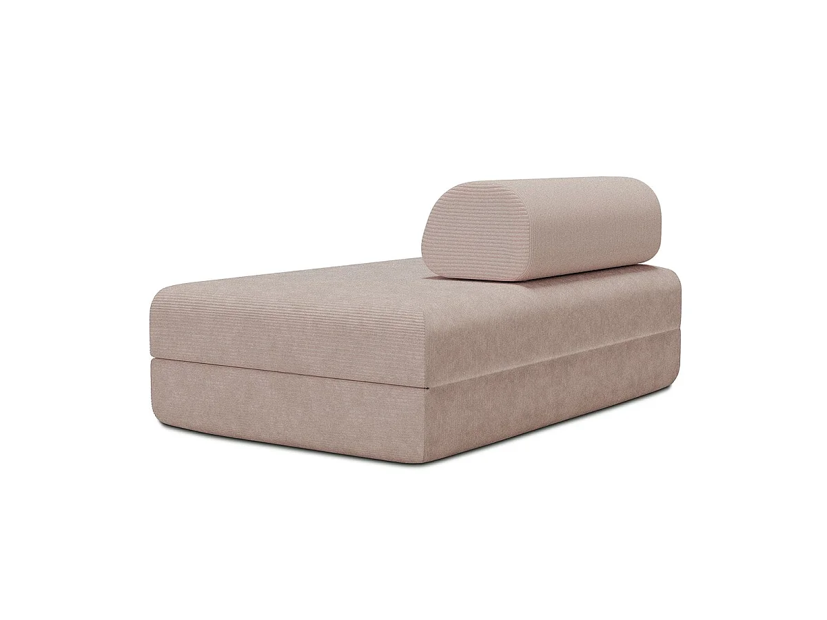 Canapé droit modulable et convertible 2 places - Velours côtelé - Rose pâle