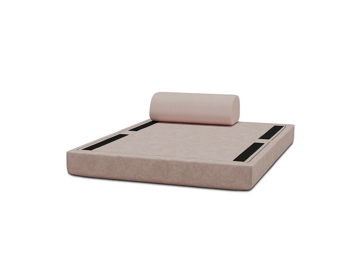 Canapé droit modulable et convertible 2 places - Velours côtelé - Rose pâle
