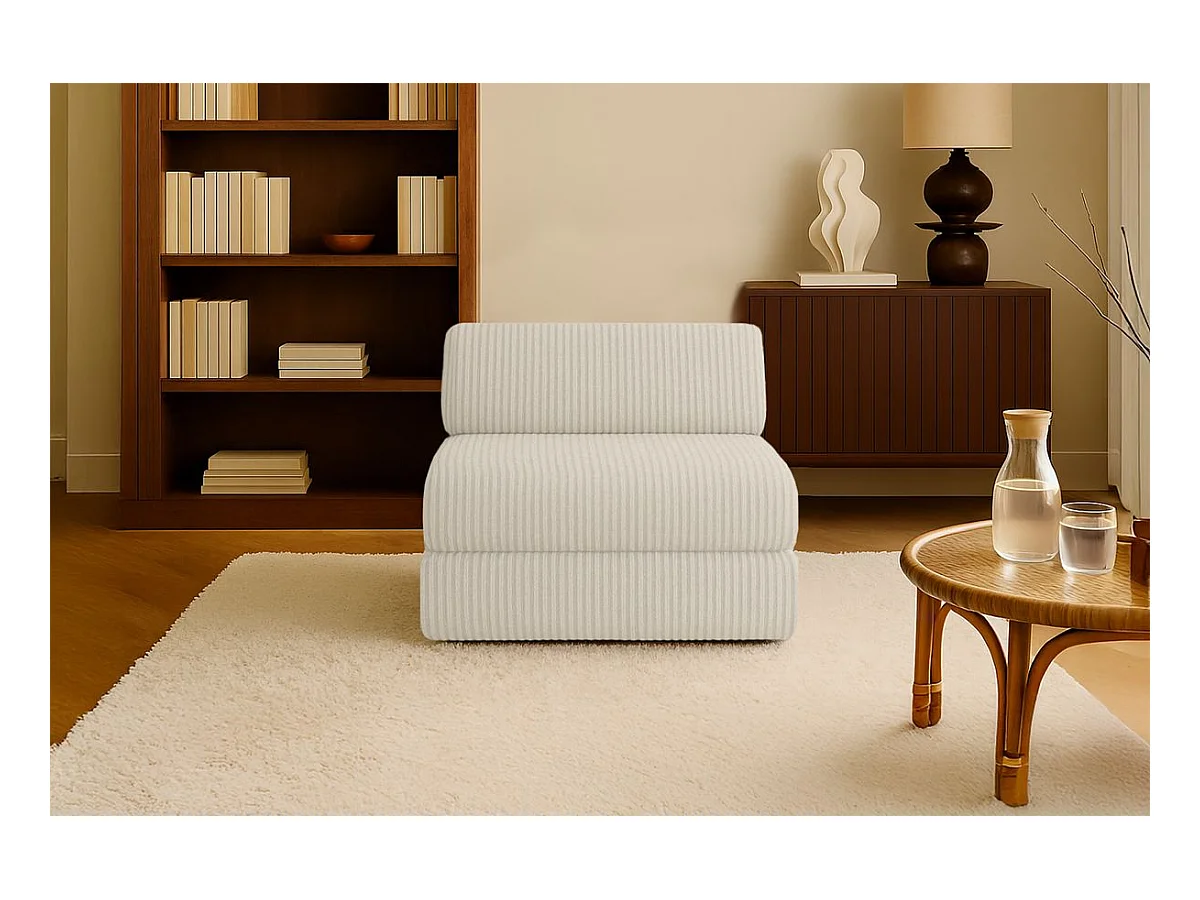 Fauteuil modulable et convertible - Velours côtelé XL - Blanc