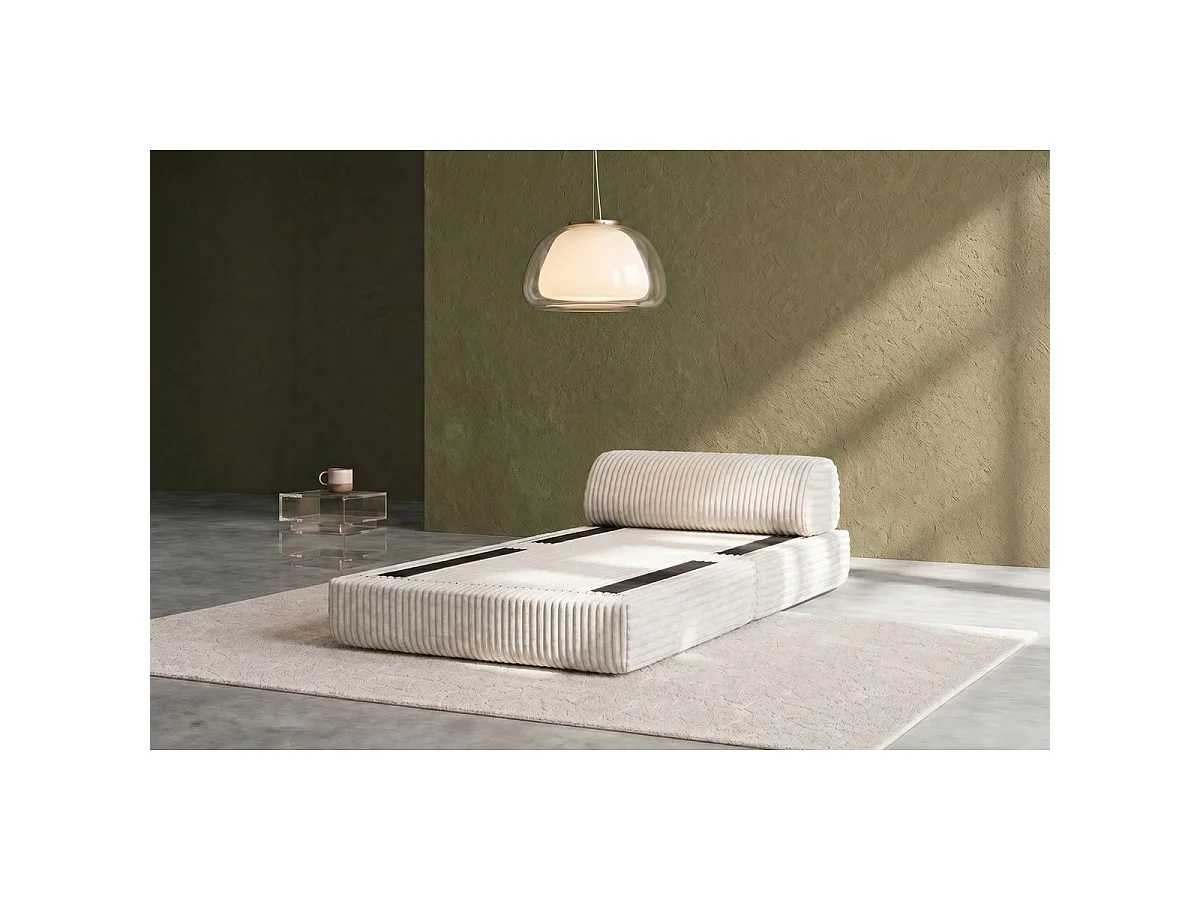 Fauteuil modulable et convertible - Velours côtelé XL - Blanc