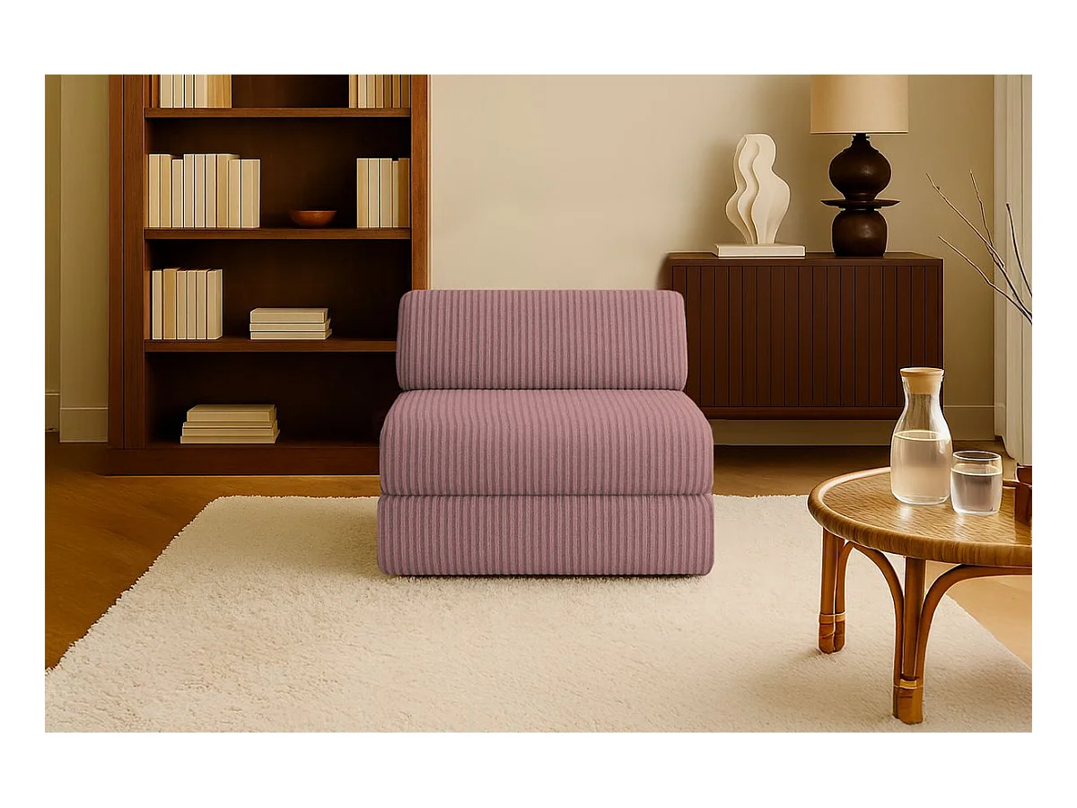 Fauteuil modulable et convertible - Velours côtelé XL - Rose