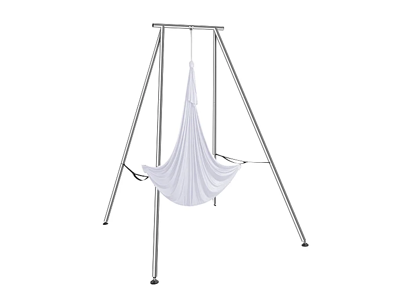 Kit de Balançoire de Yoga SucceBuy, avec Support et Hamac en Soie Aérienne, Capacité de 250 kg, Cadre de Yoga Blanc