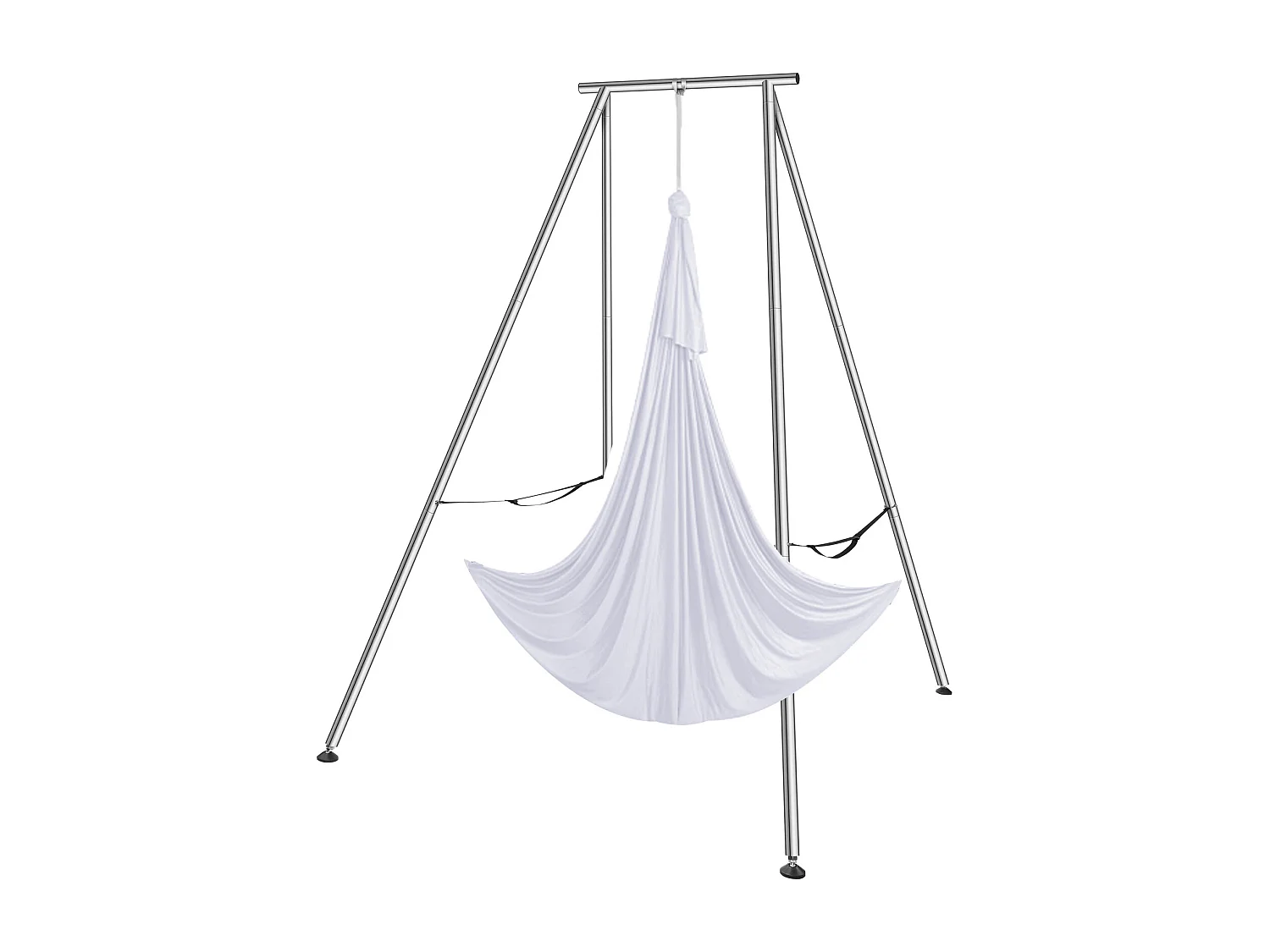 Kit de Balançoire de Yoga SucceBuy, avec Support et Hamac en Soie Aérienne, Capacité de 250 kg, Cadre de Yoga Blanc