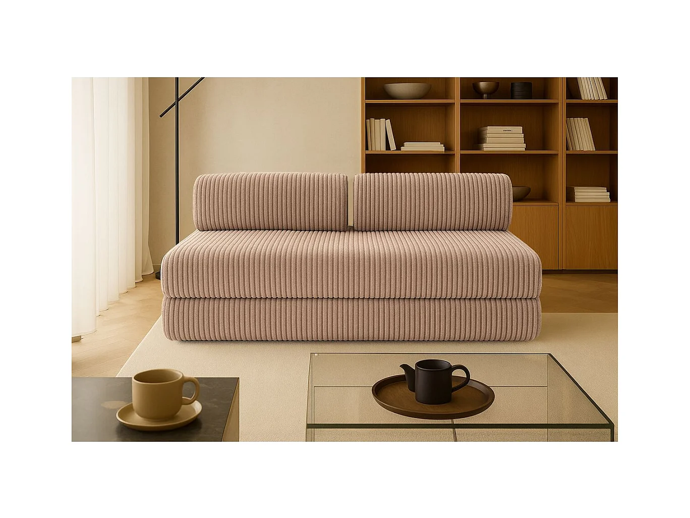 Canapé droit modulable et convertible 3 places - Velours côtelé XL - Marron