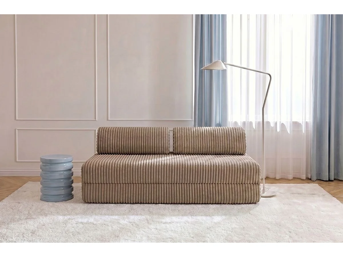 Canapé droit modulable et convertible 3 places - Velours côtelé XL - Marron