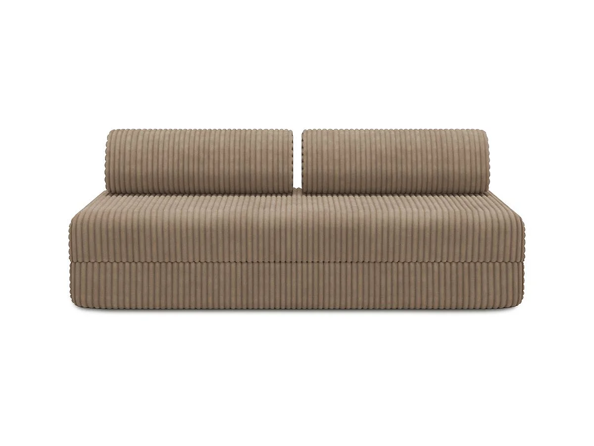 Canapé droit modulable et convertible 3 places - Velours côtelé XL - Marron