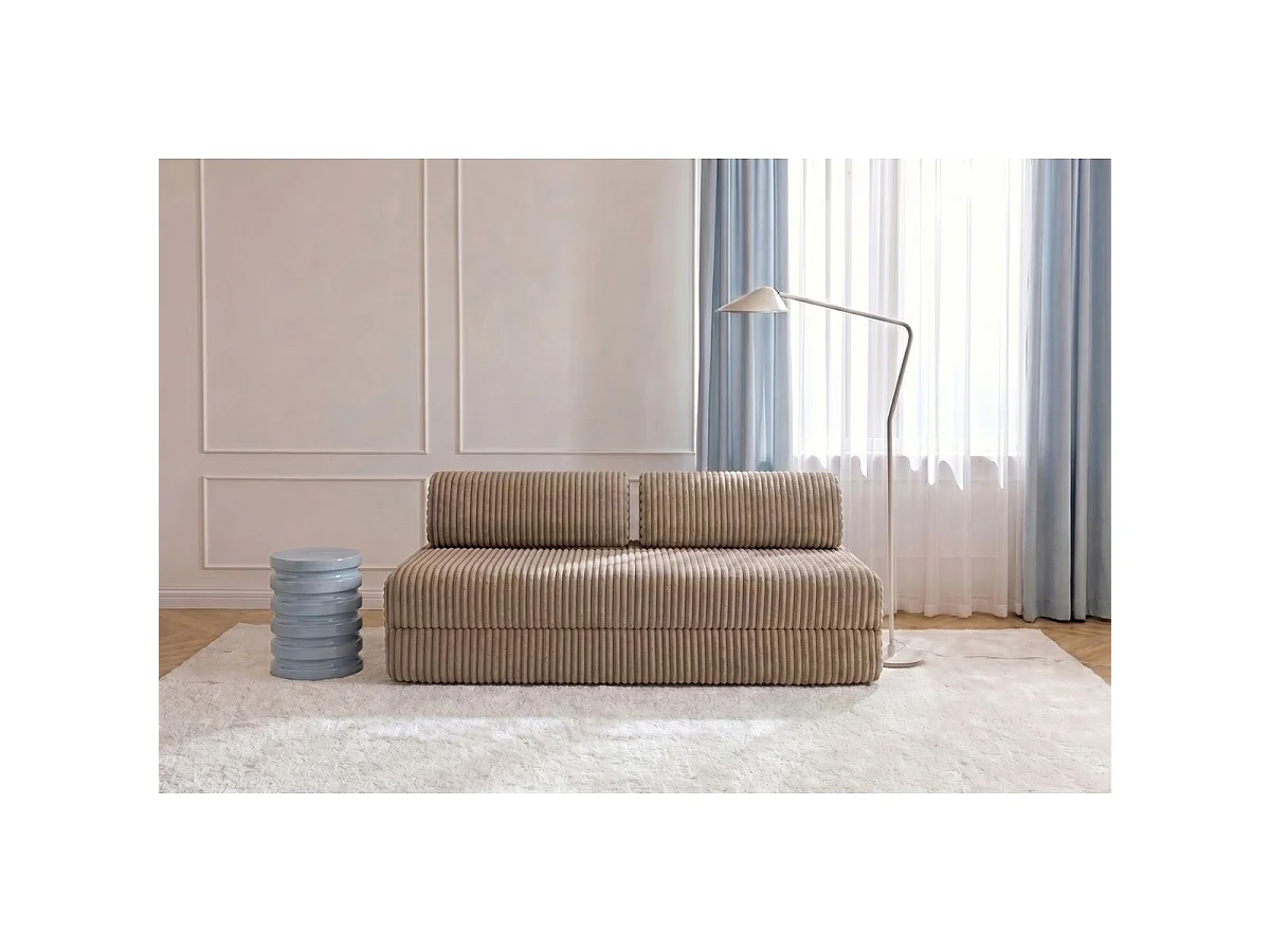 Canapé droit modulable et convertible 3 places - Velours côtelé XL - Marron