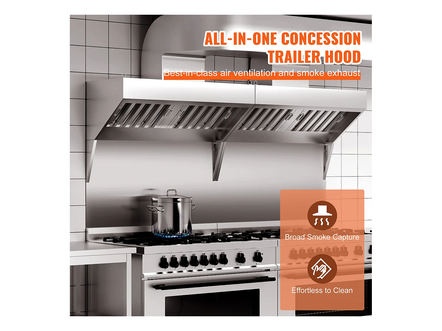 Kommerzielle Küchenabzugshaube SucceBuy, 15CM, Lebensmittelwagen, Edelstahl 201, Rostbeständig, Ideal für die Küche