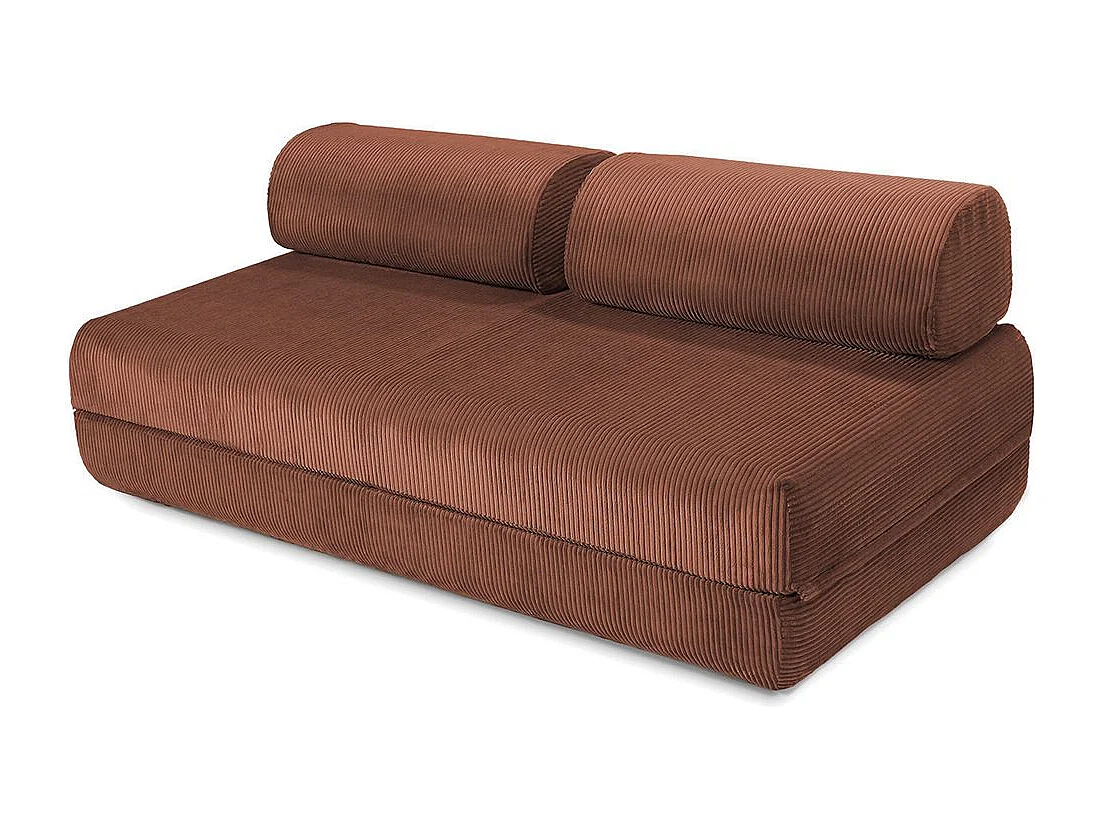 Canapé d'angle modulable et convertible 4 places - Velours côtelé - Terracotta