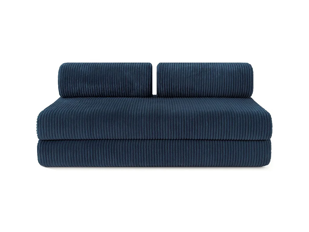 Canapé droit modulable et convertible 3 places - Velours côtelé XL - Bleu