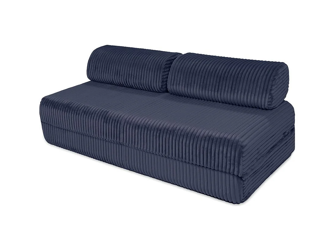 Canapé droit modulable et convertible 3 places - Velours côtelé XL - Bleu