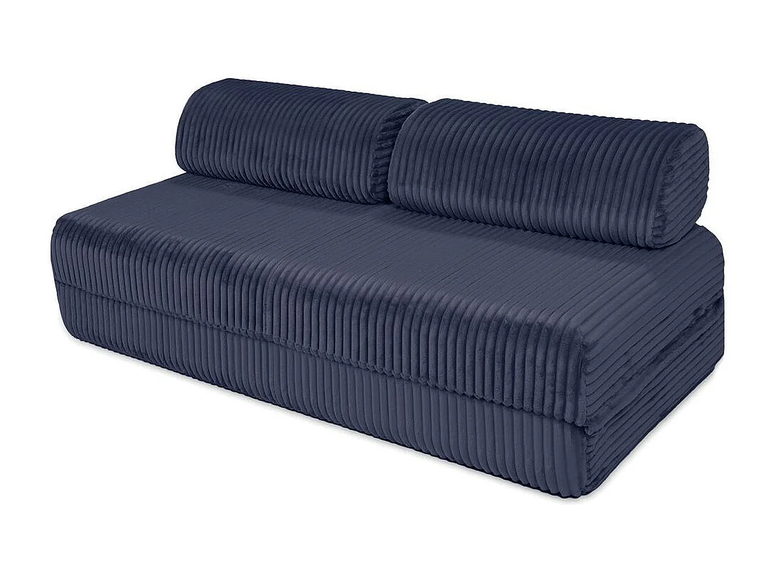 Canapé droit modulable et convertible 3 places - Velours côtelé XL - Bleu