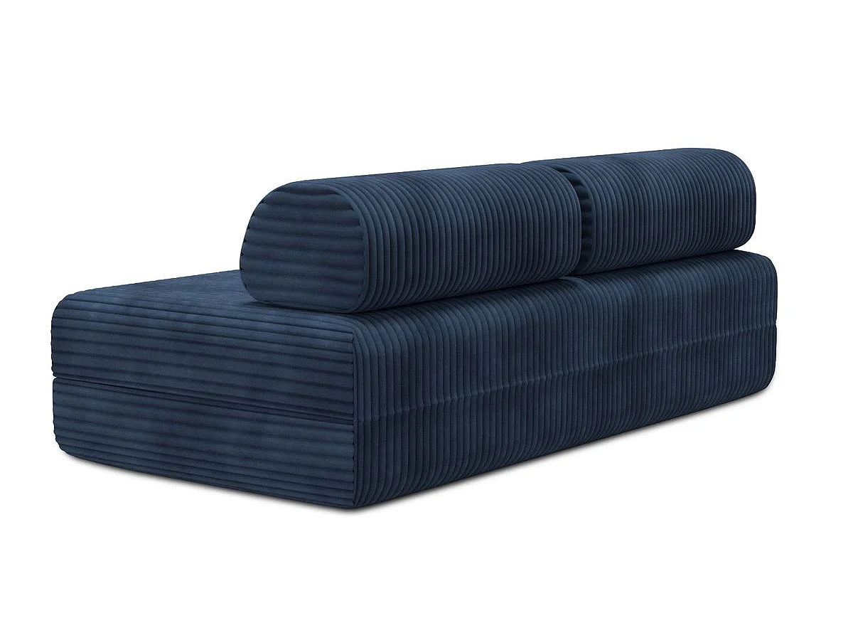 Canapé droit modulable et convertible 3 places - Velours côtelé XL - Bleu