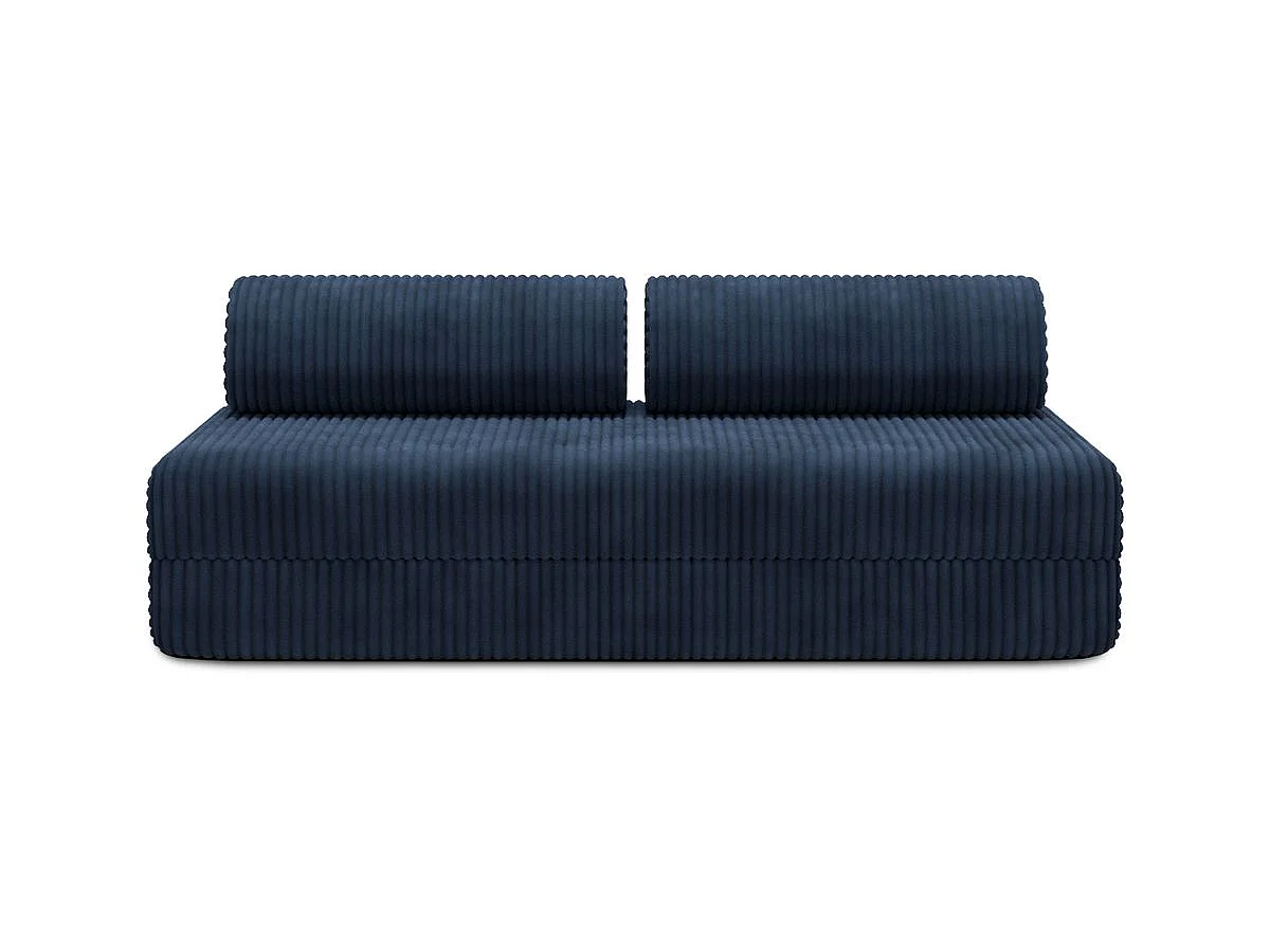 Canapé droit modulable et convertible 3 places - Velours côtelé XL - Bleu