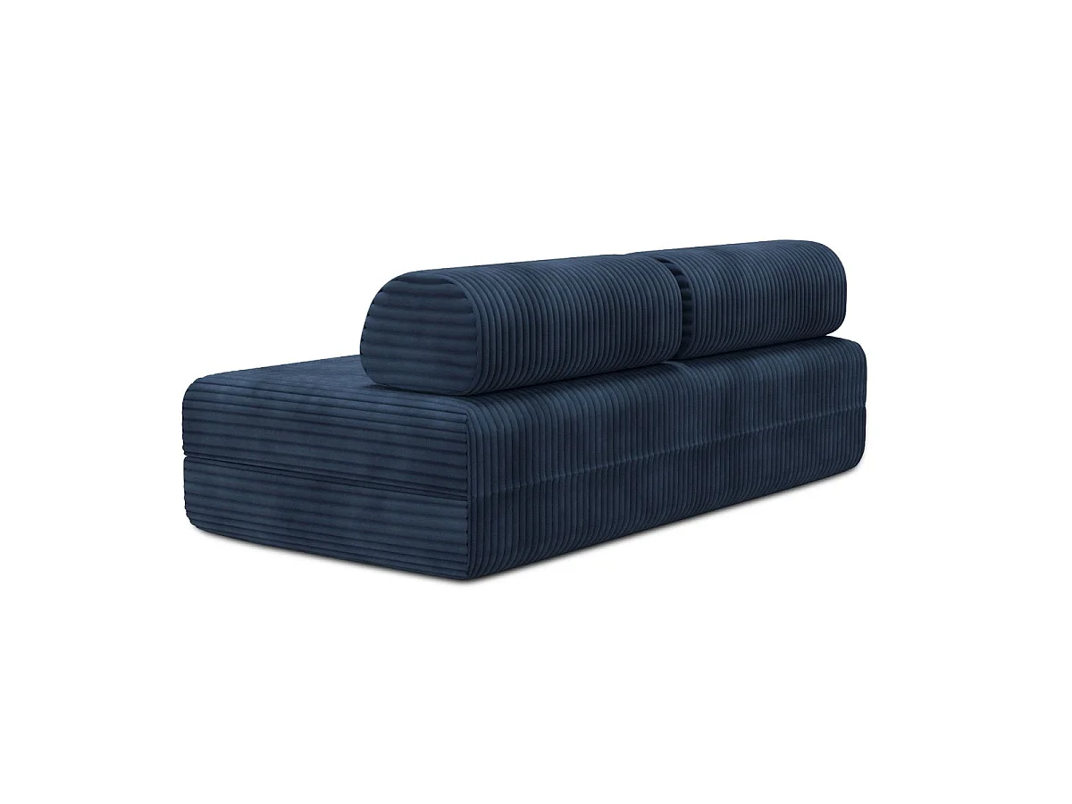 Canapé droit modulable et convertible 3 places - Velours côtelé XL - Bleu