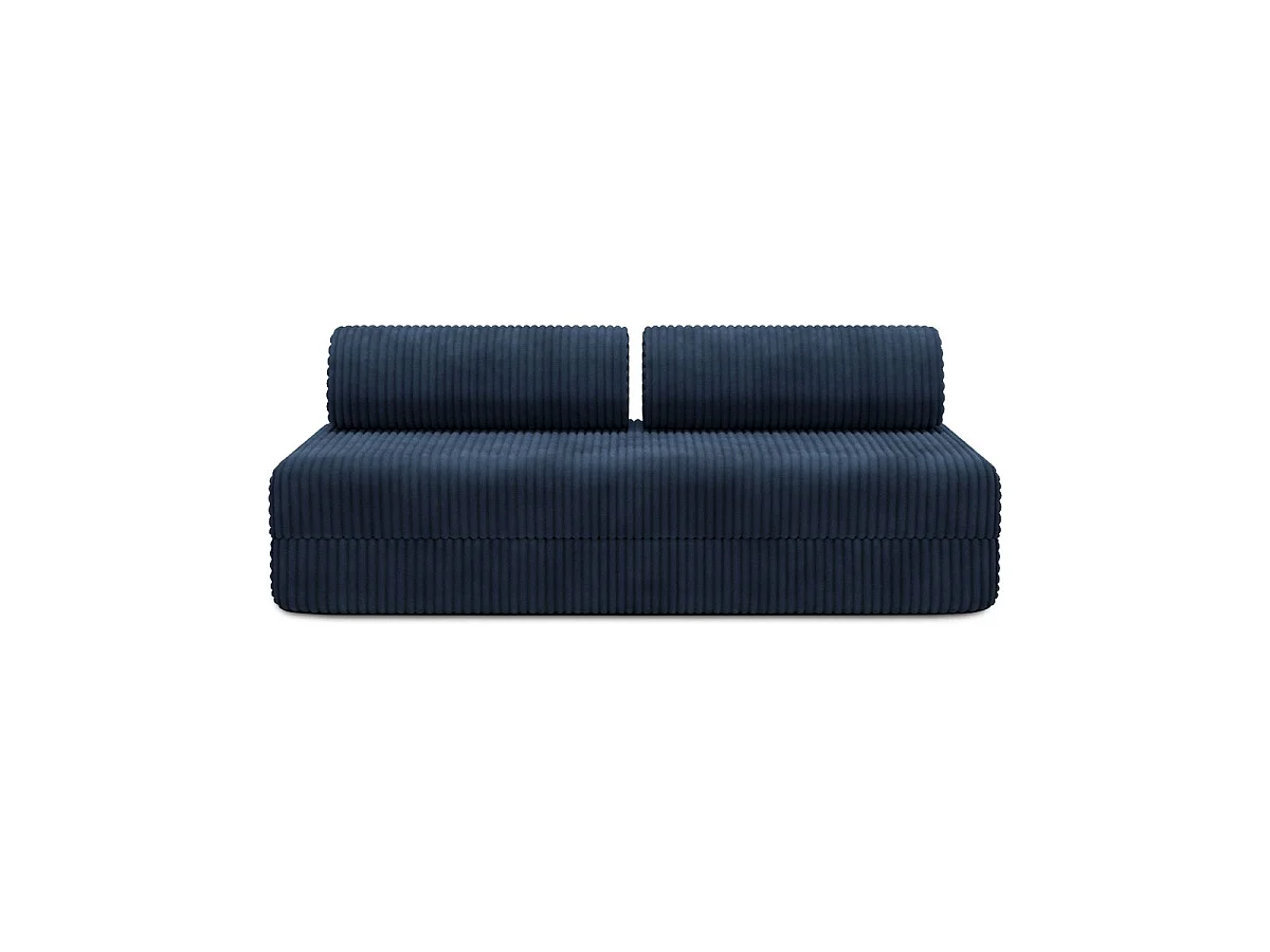 Canapé droit modulable et convertible 3 places - Velours côtelé XL - Bleu