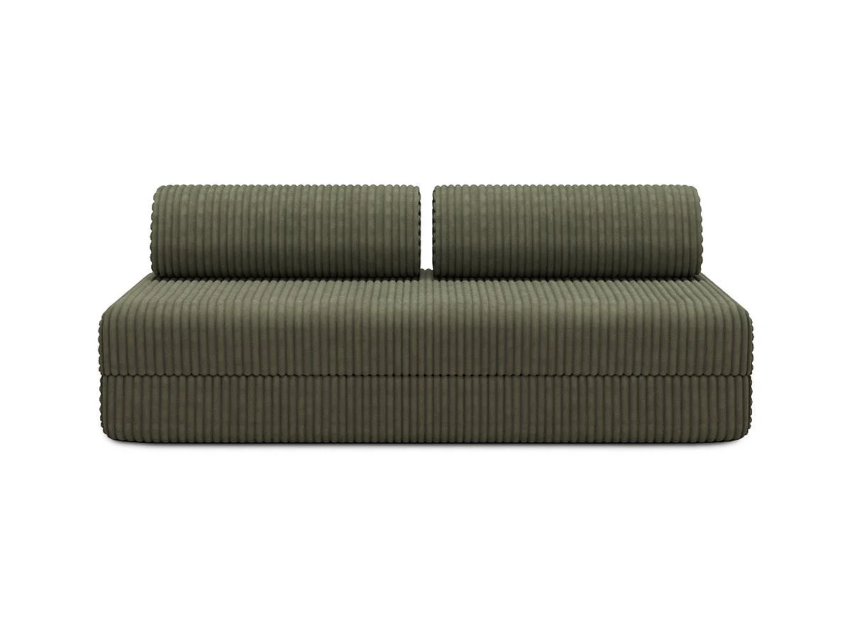 Canapé droit modulable et convertible 3 places - Velours côtelé XL - Vert