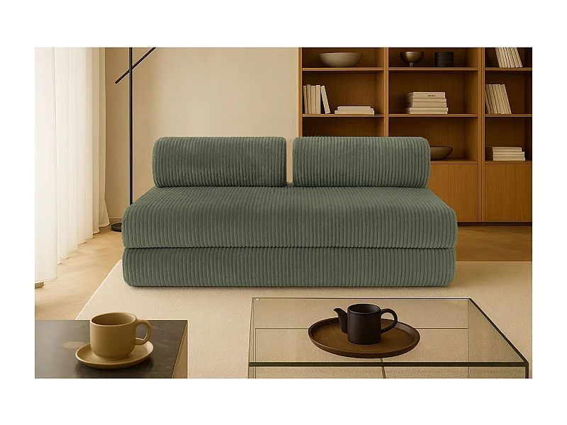 Canapé droit modulable et convertible 3 places - Velours côtelé XL - Vert