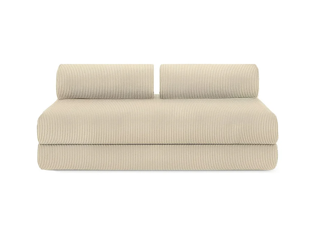 Canapé d'angle modulable et convertible 4 places - Velours côtelé - Beige
