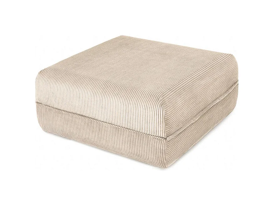 Canapé d'angle modulable et convertible 4 places - Velours côtelé - Beige