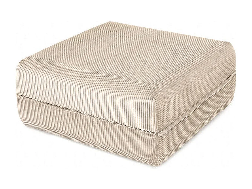 Canapé d'angle modulable et convertible 4 places - Velours côtelé - Beige