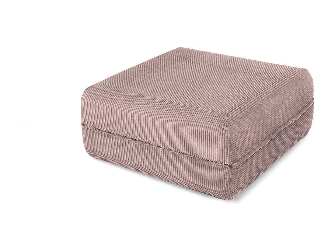 Canapé d'angle modulable et convertible 4 places - Velours côtelé - Rose pâle