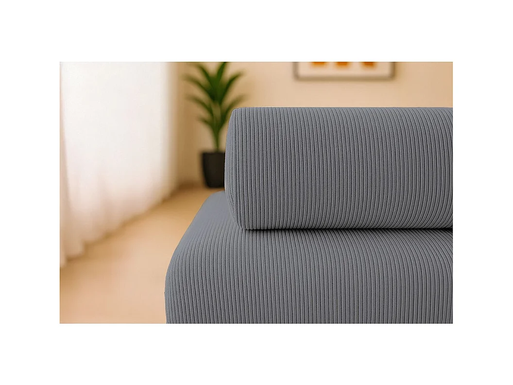 Canapé d'angle modulable et convertible 4 places - Velours côtelé - Gris