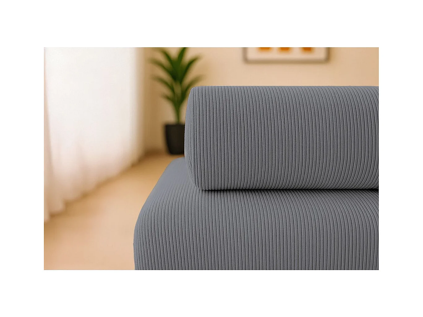 Canapé d'angle modulable et convertible 4 places - Velours côtelé - Gris