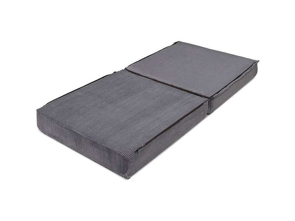 Canapé d'angle modulable et convertible 4 places - Velours côtelé - Gris