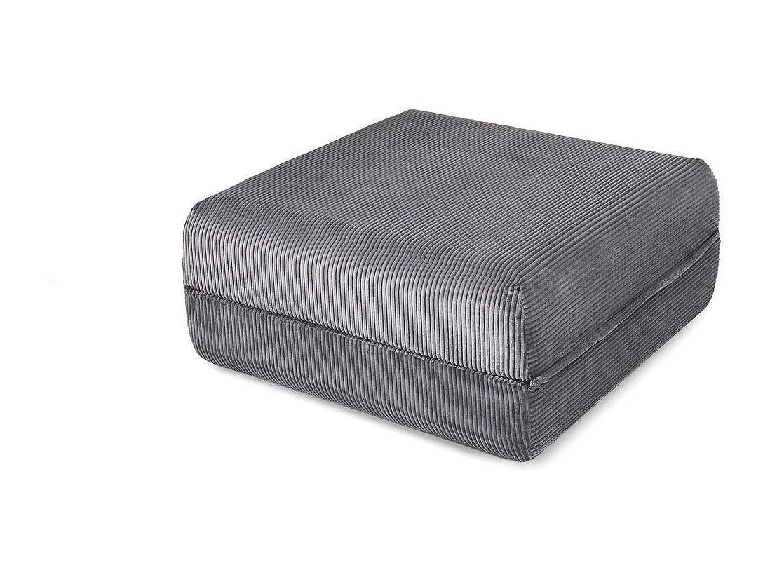 Canapé d'angle modulable et convertible 4 places - Velours côtelé - Gris