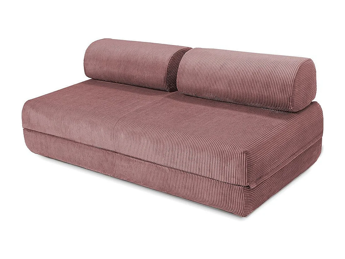 Canapé d'angle modulable et convertible 4 places - Velours côtelé - Rose