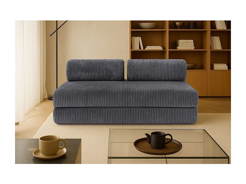 Canapé droit modulable et convertible 3 places - Velours côtelé XL - Gris